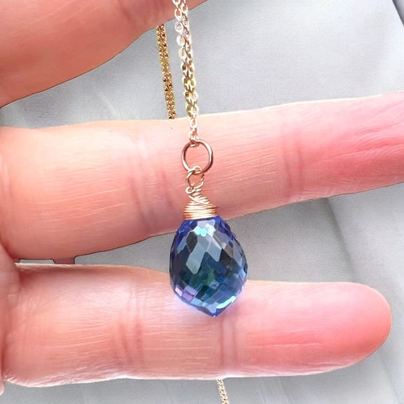 Wire Wrapped Tanzanite Pendant 14k Rose Gold Filled , December Birthstone - Picture 4 of 8